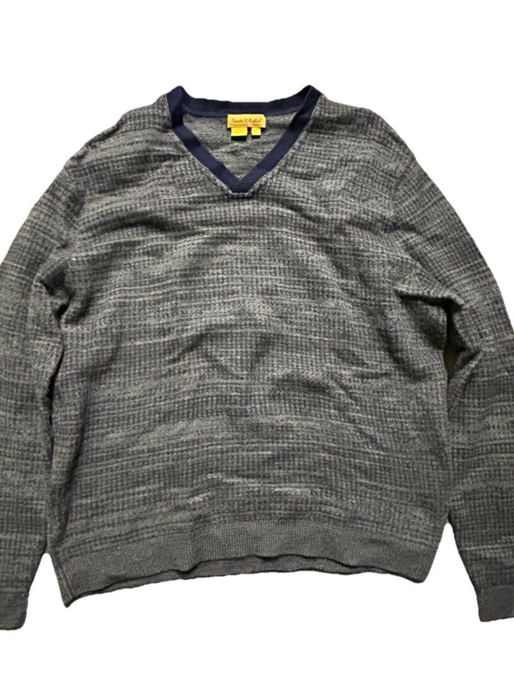 Men’s Tricots St. Raphael 100% Merino Wool Blue Grey Sweater Size Large